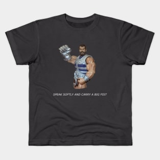 Speak Softly and Carry a Big Fist White Text Kids T-Shirt